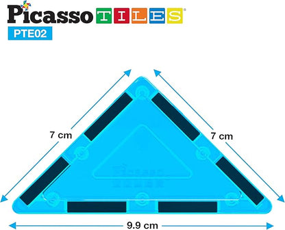 PicassoTiles Magnetic Building Block Set Right Triangle Magnet Tiles Construction Toy STEM Learning Kit Educational Playset Playboard Pretend Play Stacking Blocks Child Brain Development PTE02