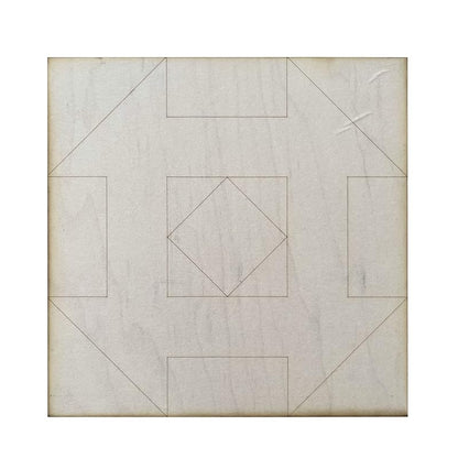 Unfinished Barn Quilt Square Wooden Sign, Country Decor Canvas Quilts Blocks (6 inches, Greek Square)