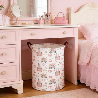 Princess hamper,Girl Laundry Basket,Baby Nursery Hamper,Waterproof foldable girls toy storage box,Dirty Clothes Hampers,Princess Room Decor(Princess carriage)