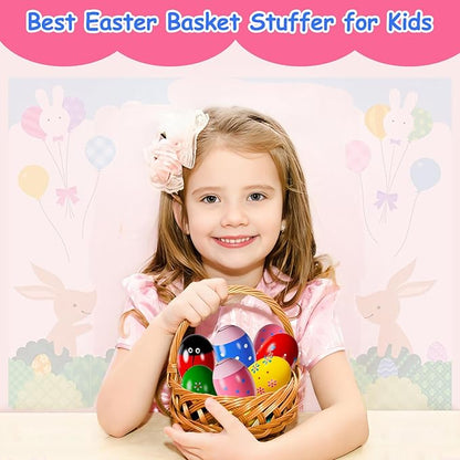 6 Pack Easter Basket Stuffers, Eco-Friendly Woode Percussion Musical Shaker, Toddlers Stocking Stuffers 1-3 Year Old, Montessori Toys for Kids Boys Girls Easter Party