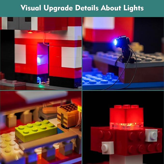 LocoLee Light kit Compatible with Lego The Mooshroom House - No Model Only Light, LED Lighting Accessories Compatible with Lego Moo Mushroom House 21270