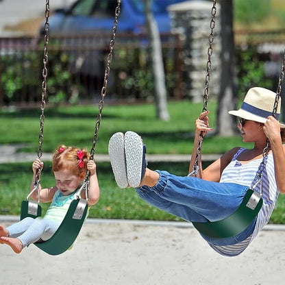 Swing Seat with Metal Triangle Ring 30.4 x 5.9 Inch, Heavy Duty Swing Set Replacement Accessories for Kids & Adults Outdoor, Playground,Trees, Backyard- Green(Support 300LB)