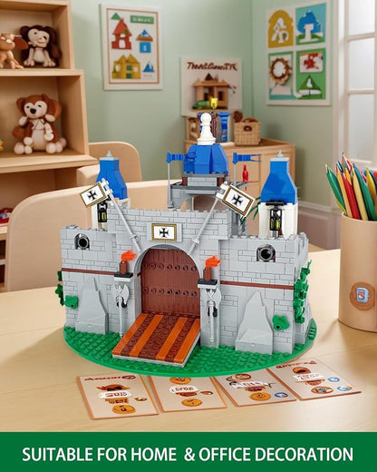 Medieval Knight Castle Building Blocks Set – Comes with 12 Knights Figures , Compatible with Lego Medieval Town Square House Toys , for Adults & Children Ages 6+