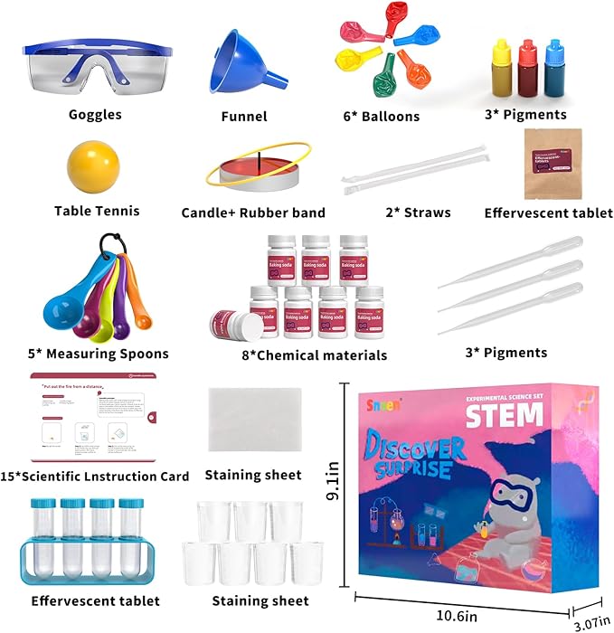 SNAEN Science Kit with 180+ Science Lab Experiments,DIY STEM Educational Learning Scientific Tools for 3 4 5 6 7 8 9 10 11 Years Old Boys Girls Kids Toys Gift