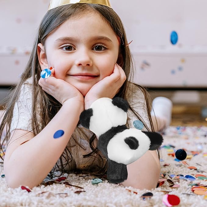 Abaodam Animal Slap Bracelet Panda Slap Bracelet Plush Panda Stuffed Animal Hugger Snap Wrist Band for Kids Birthday Party