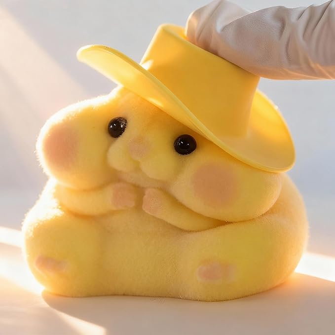 Handmade Taba Squishy Hamster Toy, Cute Squishy Hamster Fidget Toy, Realistic Hamster Toy, Soft Silicone Mochi Furry Toy, Stress Relief Gift for Adults & Kids, Sensory Anxiety Plushie (Yellow)