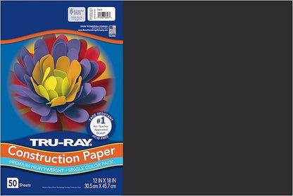 Recycled Tru-Ray Construction Paper, 12" x 18", Black (PAC103061) Category: Art and Drafting Paper