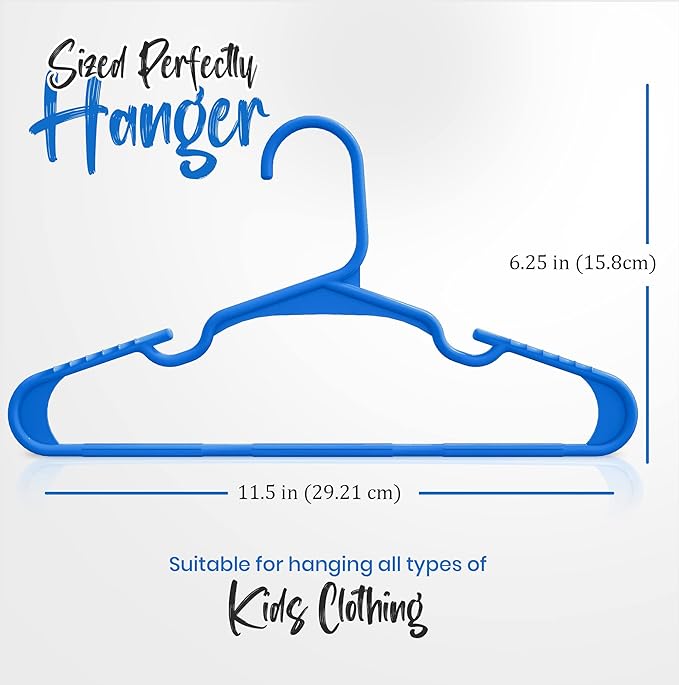 Utopia Home 60 Pack Kids Hangers - 11.5 Inch Plastic Baby Hangers for Closet - Childrens Hanger for Clothes & Infant Hanger for Closet - (Blue)