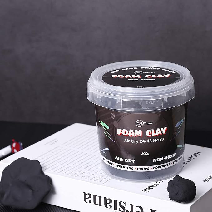 Moldable Cosplay Foam Clay (Black) – High Density and Hiqh Quality for Intricate Designs | Air Dries to Perfection for Cutting with a Knife or Rotary Tool, Sanding or Shaping