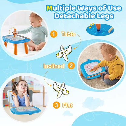 Kikidex Magnetic Drawing Board, Toddler Girl Toys for 1-2 Year Old, Doodle Board Pad Learning and Educational Toys for 1 2 3 Year Old Baby Kids Birthday Gift(Light Blue)