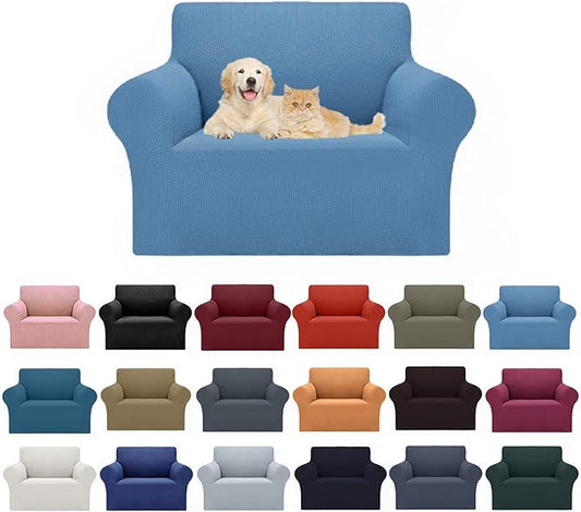 2025 New Stretch Chair Sofa Slipcovers Couch Cover for 1 Seater Furniture Protector Sofa Covers with Elastic Bottom Jacquard Fabric Small Checks for Pets, Kids - Riverside