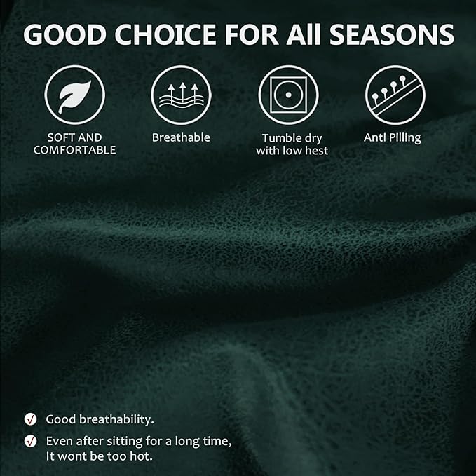 Leather Like Recliner Chair Covers Heavy Duty, 4 Pieces Lazy Boy Recliner Cover for Recliner Chair, Leather Cover for Recliner slipcovers Washable for Pets (Dark Green)