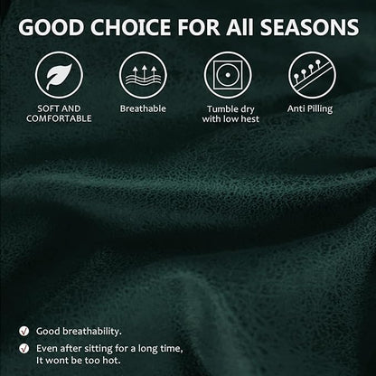 Leather Like Recliner Chair Covers Heavy Duty, 4 Pieces Lazy Boy Recliner Cover for Recliner Chair, Leather Cover for Recliner slipcovers Washable for Pets (Dark Green)