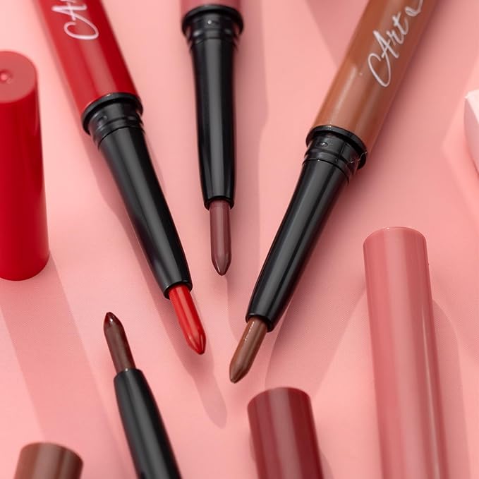QiBest 12Pcs Velvet Lipstick Gel Lip Liner Pencil Set, Creamy Matte Crayon Lipsticks Long Lasting Lip Filler Makeup Kit for Women & Girls, Lipstick Pencils Pack with Rich Color & Smooth Application