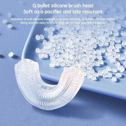 Kids Electric Toothbrush，6 Cleaning Models Toddler Toothbrush Waterproof Battery Powered 360 Automatic Sonic u Shaped Toothbrushes for 2-7 Years Old for Boys Girls（Pink）