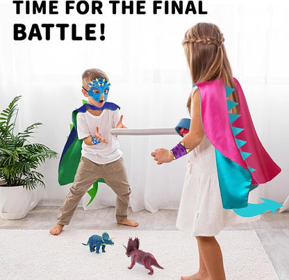 iROLEWIN Dinosaur-Costume for Kids Dragon Cape Mask as Boys Girls Dino Dress-Up Clothes for Play Toys Birthday Party Gifts