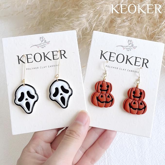 KEOKER Halloween Polymer Clay Cutters - 12 Shapes Cutters for Polymer Clay Jewelry Ghost