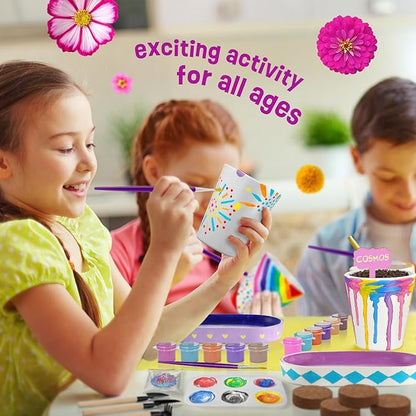 4 Set Paint & Plant Flower Gardening Kit - Gifts for Girls Ages 8-12, Arts and Crafts for Kids Ages 8-12, Kids Gardening Set, Birthday Toys Easter Gifts for Girls Boys Ages 4 5 6 7 8 9 10 11 12