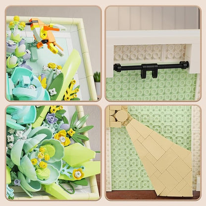 Flowers Building Set for Adults, Compatible with Lego Flowers Roses Plants Picture Frame, Botanical Collection Wall Art Home Office Decor, Ideas Gift Building Toy for Boys Girls (683 PCS)