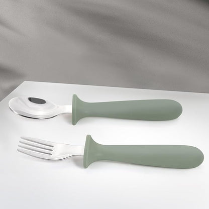 6 Pack Toddler Utensils, kids Silverware with Silicone Handle, 18/8 Stainless Steel Children Safe Spoons and Forks Set Baby Feeding Essentials, Dishwasher Safe