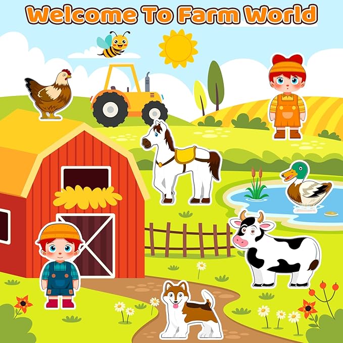 Magnetic Tiles Toys with Farm Animals for 3+ Year Old Toddler, Magnetic Blocks Building Toys for Kids Ages 3-5 5-7 Girls Boys, Classroom Must Haves
