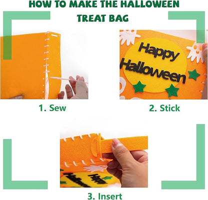 Flying Childhood Sew Your Own Bags - Kids Sewing Kit - Felt Crafts for Kids - Make 6 Felt Trick or Treat Bags - Birthday Gifts for Girls