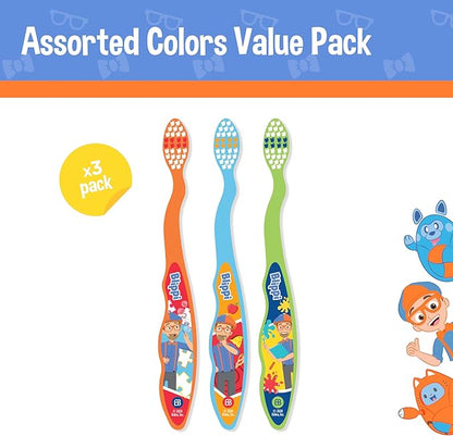 Brush Buddies Blippi Kids Toothbrushes, Manual Toothbrushes for Kids, Toothbrush for Toddlers 2-4 Years, Blippi Childrens Toothbrush, Soft Toothbrushes, 3 Count