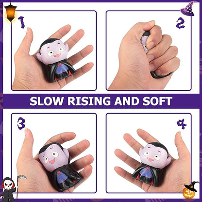 6 Packs-Halloween Squishies Toys Slow Rising, Gift Box Includes Ghost: Vampire,Pumpkin,Skull,Black Cat,Mummy,Bat, Halloween Soft Toys for Girls,Boys,Kids Party