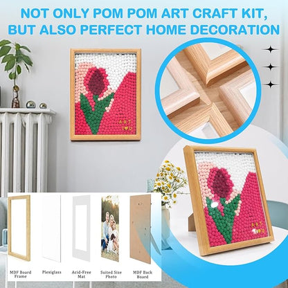 URSDIART Tulip Arts and Crafts for Kids Ages 8-12,Over 1100+ Craft Pom Poms Art Kits, Craft Kits for Girls Boy Ages 8-12,6-9,15+,Kids Activities Home Classroom School Project Supplies
