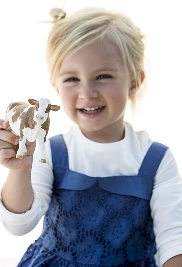 Schleich Farm World Simmental Cow Toy Figurine - Educational and Durable Farm Animal Toy Figure, Fun and Imaginative Play for Boys and Girls, Gift for Kids Ages 3+