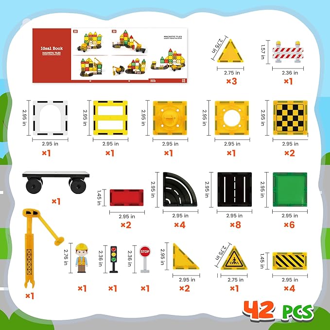 cossy Magnetic Tiles, Magnet Tiles, Magnetic Tiles for Kids Ages 4-8, STEM Toys, Magnet Blocks for Boys and Girls, Creative Building Toys, Engineering and Building Set