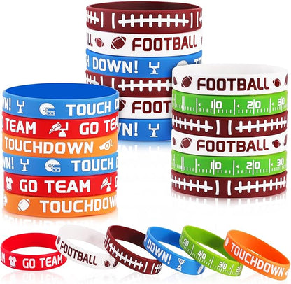36 Pcs Football Silicone Bracelets Sport Theme Football Party Favors Accessories Gift for Football Birthday Party Decorations Football Theme Birthday Party Supplies Gifts, 6 Designs