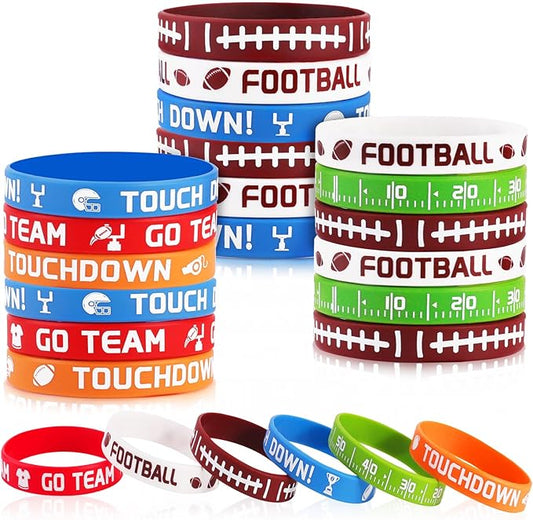 36 Pcs Football Silicone Bracelets Sport Theme Football Party Favors Accessories Gift for Football Birthday Party Decorations Football Theme Birthday Party Supplies Gifts, 6 Designs