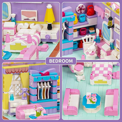 Friends House Building Block, Girls Mini Kitchen Bedroom Friendship Duplex Apartment Creative Playhouse Bricks Kit 2 Sets Birthday Gifts for Adults Old Kids Daughter Teens 8-12 6-12 7-9