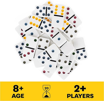 Spin Master Games, Mexican Train Dominoes Set in Aluminum Carry Case, Includes Colorful Trains for Fun-Filled Family Game Night, for Kids & Family, 2-8 Players, for Ages 8 & Up