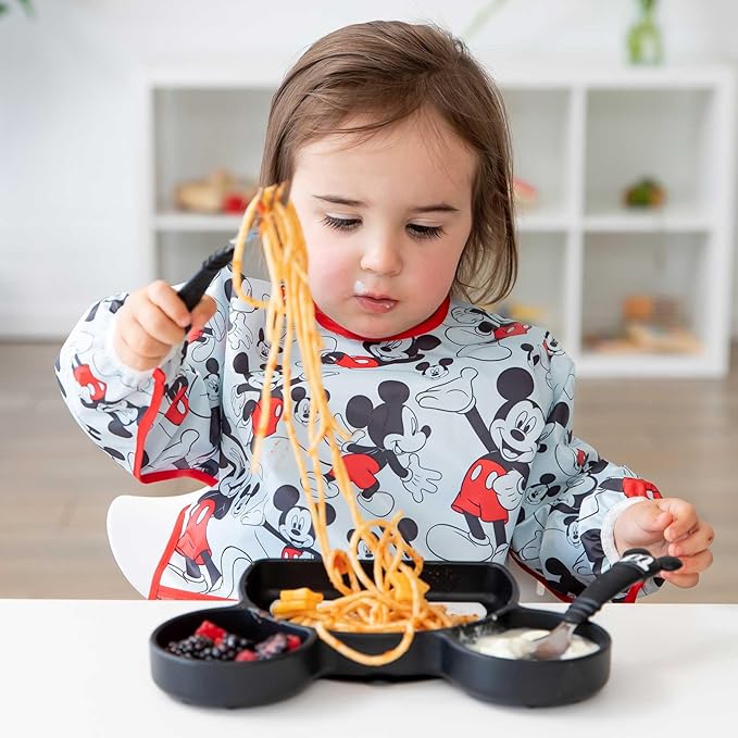 Bumkins Disney Silicone Grip Dish, Suction Plate, Divided Plate, Baby Toddler Plate, BPA Free, Microwave Dishwasher Safe - Mickey Mouse-1 Count (Pack of 1)