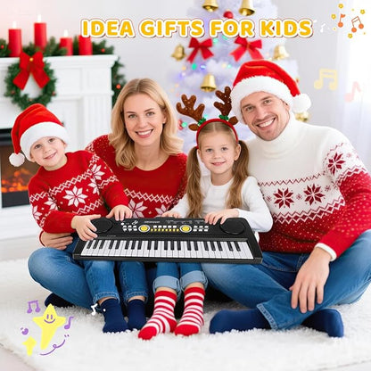 Kids Piano Keyboard with Microphone, 49 Keys Portable Electronic Piano Keyboard for Kids Beginners Ages 3 4 5 6 7, Toy Music Keyboard Birthday Xmas Gift for Girls Boys, Black