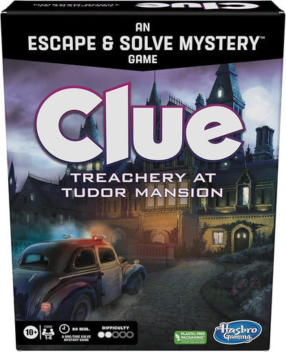 Clue Board Game Treachery at Tudor Mansion, Escape Room Game, Cooperative Family Murder Mystery Games, Ages 10 and up, 1-6 Players