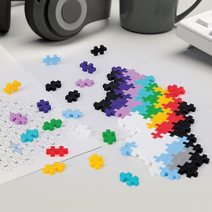 Plus Plus Puzzle By Number, 500 Piece Mini Interlocking Hashtag Color Blocks, 3D Pixel Art Kit for Kids - Rainbow