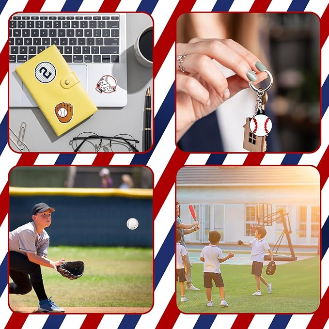 122Pcs Baseball Party Favors Baseball Goodie Bags Favors with Stress Ball Keychain Tattoo Sticker Silicone Bracelet for Baseball Themed Birthday Party Supplies
