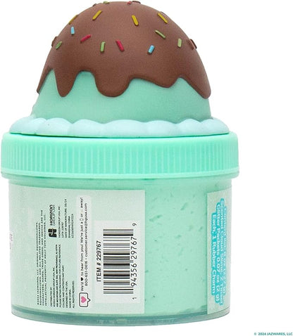 Original Squishmallows Maya the Ice Cream Premium Cloud Slime, Chocolate-Scented, 8 oz., Storage Container with Figurine Topper, Rubber Charm, Goodie Bags Stuffers, Kids Party Favors, Sensory Toys