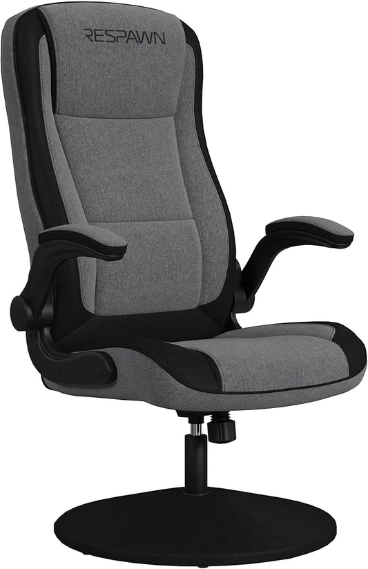 RESPAWN 800 Gaming Chair Floor, Swivel Rocker Gaming Chair, High Back Ergonomic Floor Gaming Chair for Kids and Adults, Gaming Recliner, Floor Rocker Chair with Armrests - Grey Fabric