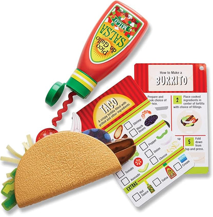 Melissa & Doug Fill & Fold Taco & Tortilla Set, 43 Pieces – Sliceable Wooden Mexican Play Food, Skillet, and More Taco Play Food Set, Pretend Kitchen Toy For Kids Ages 3+ - FSC-Certified