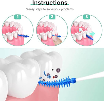 Ndzefan160PCS Portable Silica Gel Toothpick Toothbrush Original Suitable for Oral Care of Adults and Children,Toothpick Brushes Teeth Cleaning Tool (Blue)