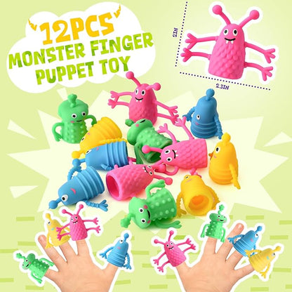 Monster Party Favors Birthday Supplies Gift Bags Finger Puppets Spring Launchers Toys Monster Big Eye Ring Slap Bracelets Tattoo Stickers Inc, Monster Party Decorations Birthday Favors for Kids