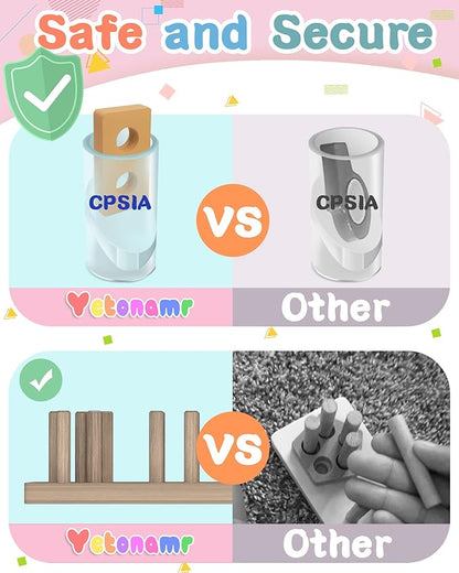 Yetonamr Montessori Toys for 1 2 3 Years Old Boys Girls Birthday Gifts, Wooden Sensory Toys for Ages 2-4 Kids Baby, Toddler Easter Basket Stuffers Learning Toy Activities Puzzles Ages 1-3