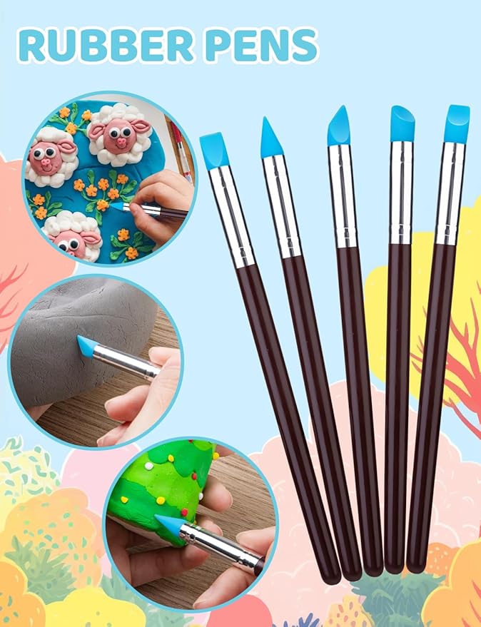 20Pcs Clay Sculpting Tools Kit, Ceramic Clay Ball Stylus Dot Painting Tools, Air Dry Clay Tools Set for Carving, Dotting, Embossing, Shaping, Molding, Pottery Crafts, Nail Art, Rhinestone, Rock