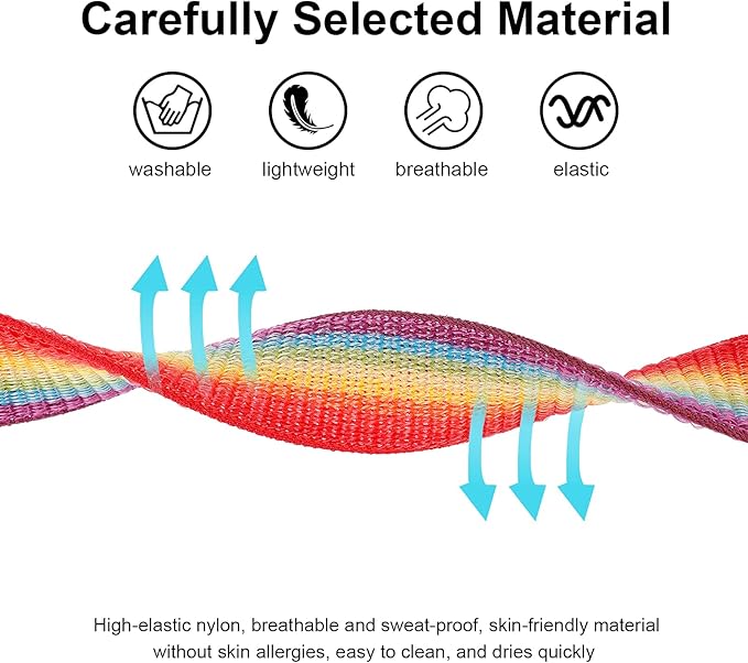 For AirTag Bracelet for Kids, Protective Cover for Apple Air Tag with Nylon Wristband, Anti Lost GPS Trackers Case Cover Elastic Watch Band for Toddlers Girls Boys Elders(Rainbow)