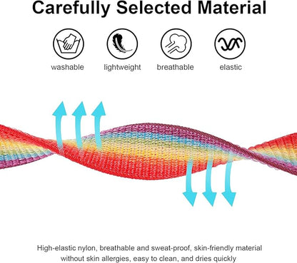 For AirTag Bracelet for Kids, Protective Cover for Apple Air Tag with Nylon Wristband, Anti Lost GPS Trackers Case Cover Elastic Watch Band for Toddlers Girls Boys Elders(Rainbow)