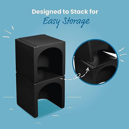 ECR4Kids Tri-Me 3-In-1 Cube Chair, Kids Furniture, Black